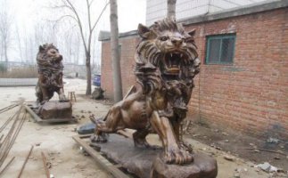 狮子企业动物铜雕