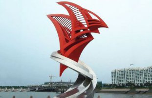 不锈钢抽象帆船海边景观雕塑22
