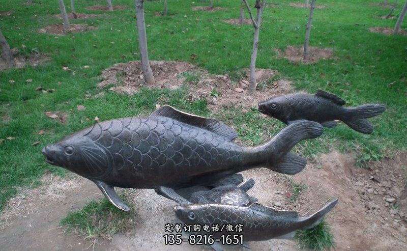 公园鲤鱼动物铜雕