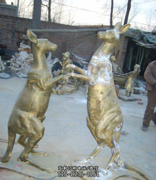 铸铜袋鼠公园动物铜雕