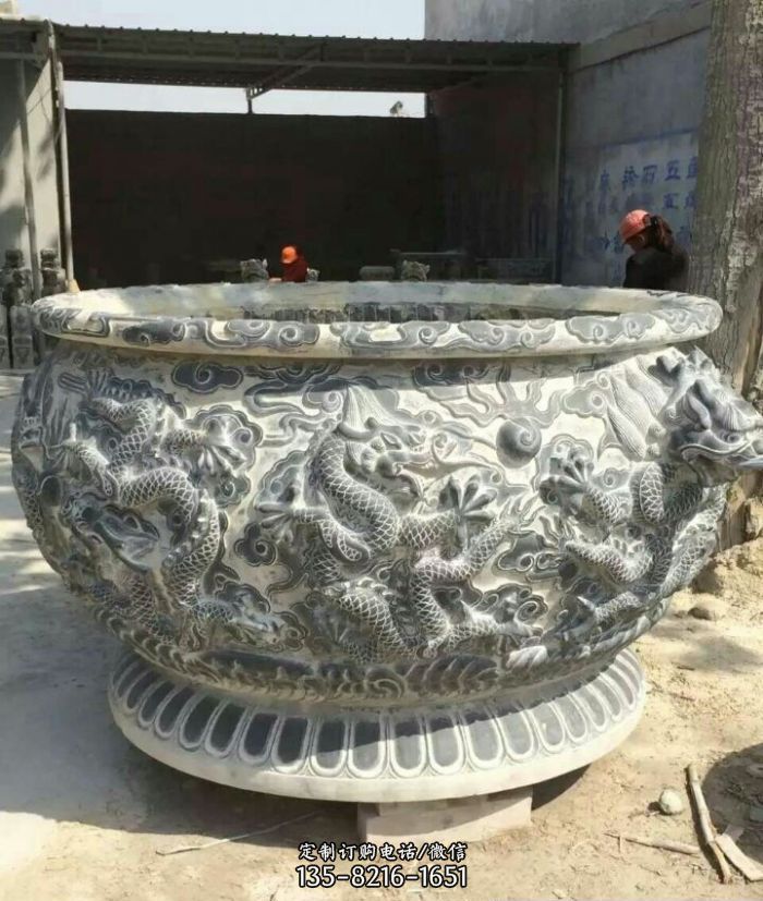 屏山县中式庭院摆件石雕大水缸