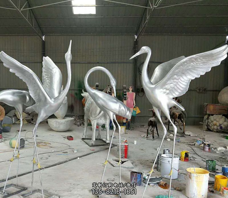 公园不锈钢动物仙鹤雕塑