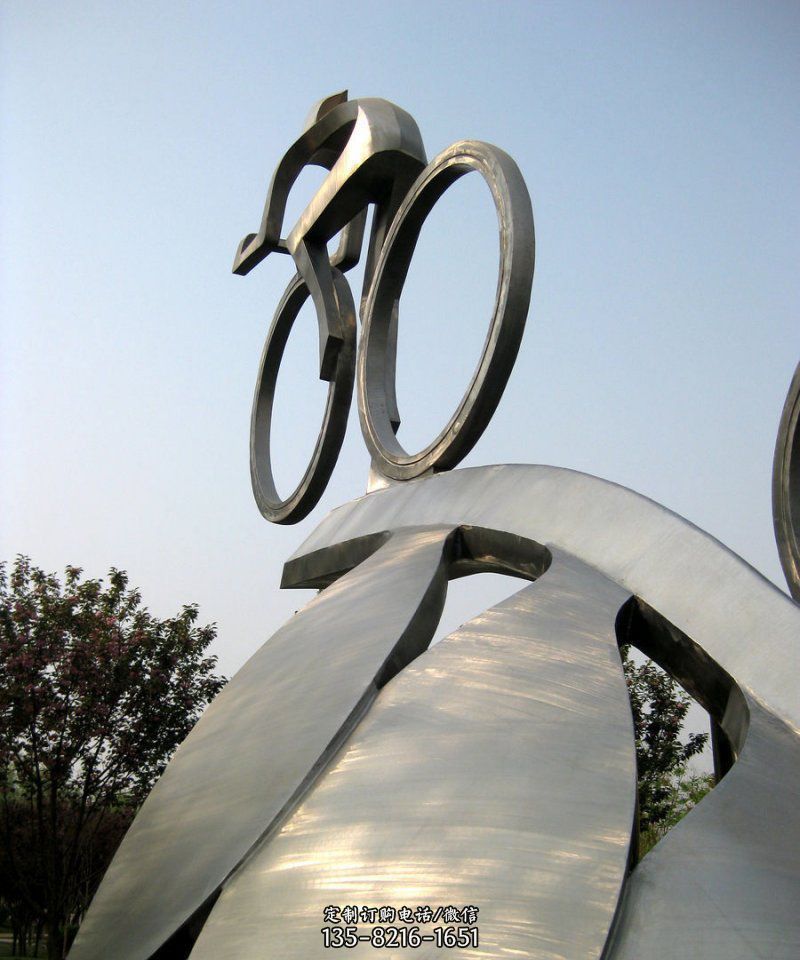 不锈钢极限自行车人物广场景观雕塑