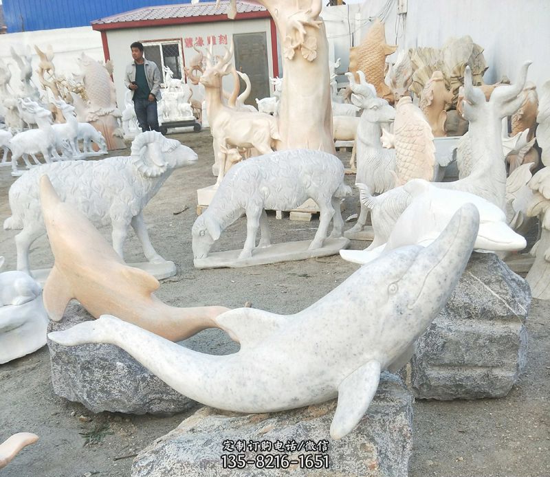 公园动物海豚石雕图片