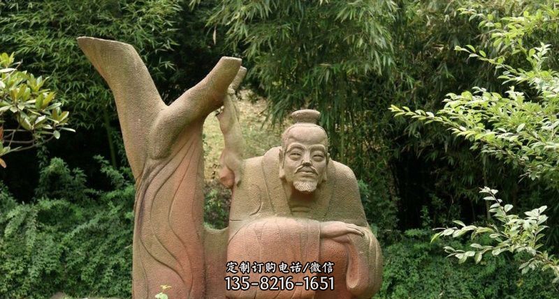 石雕守株待兔古代人物