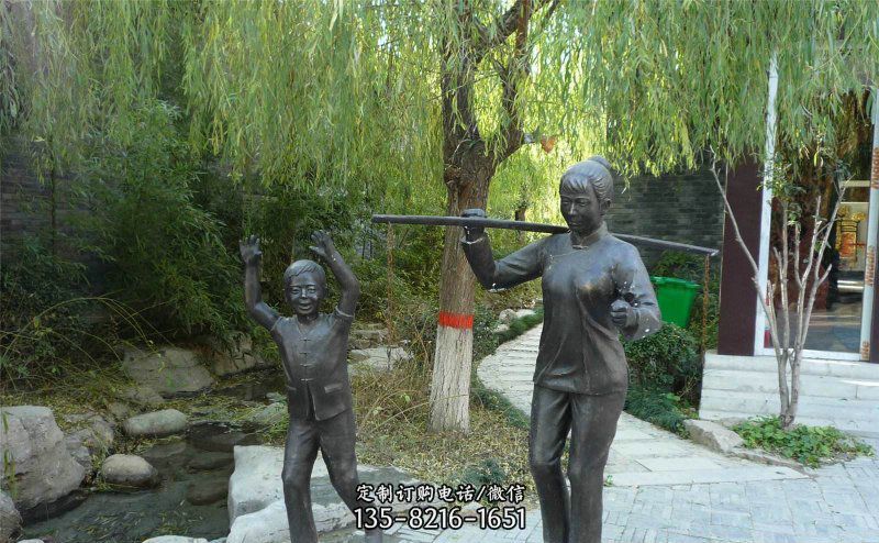 连江县公园抽象母子鹿动物铜雕