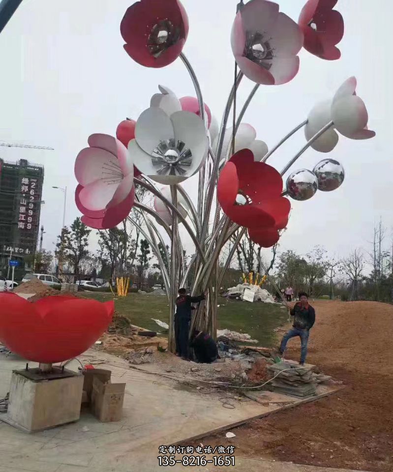 不锈钢繁花似锦雕塑大型广场景观雕塑