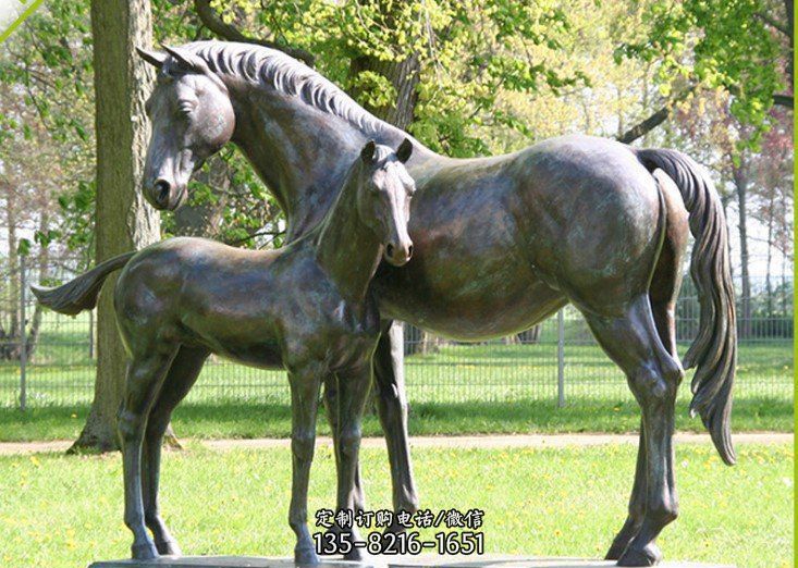 铜雕公园母子马雕塑