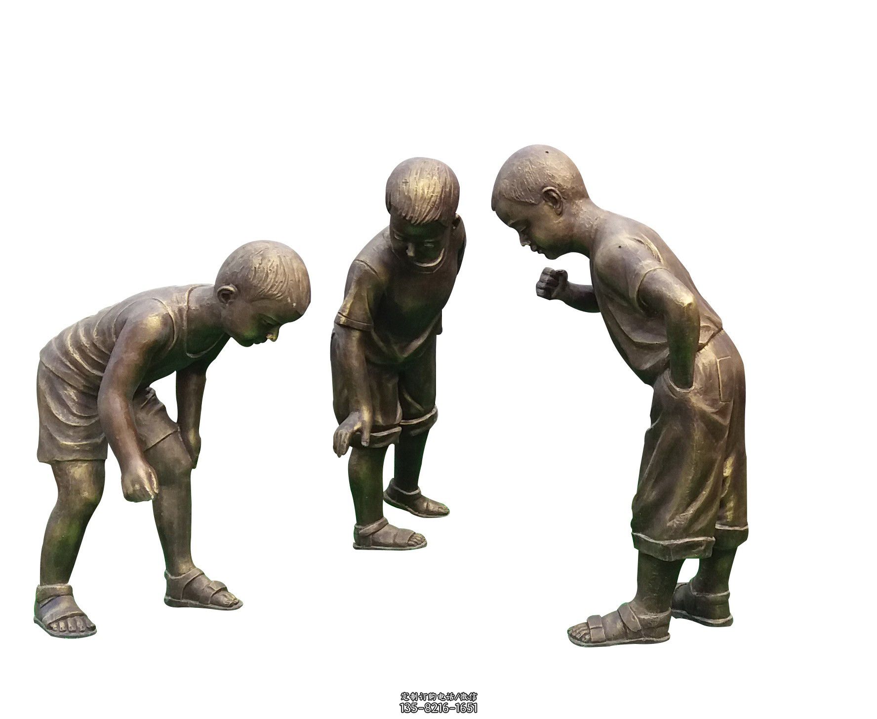 小孩玩耍铜雕-儿童石雕