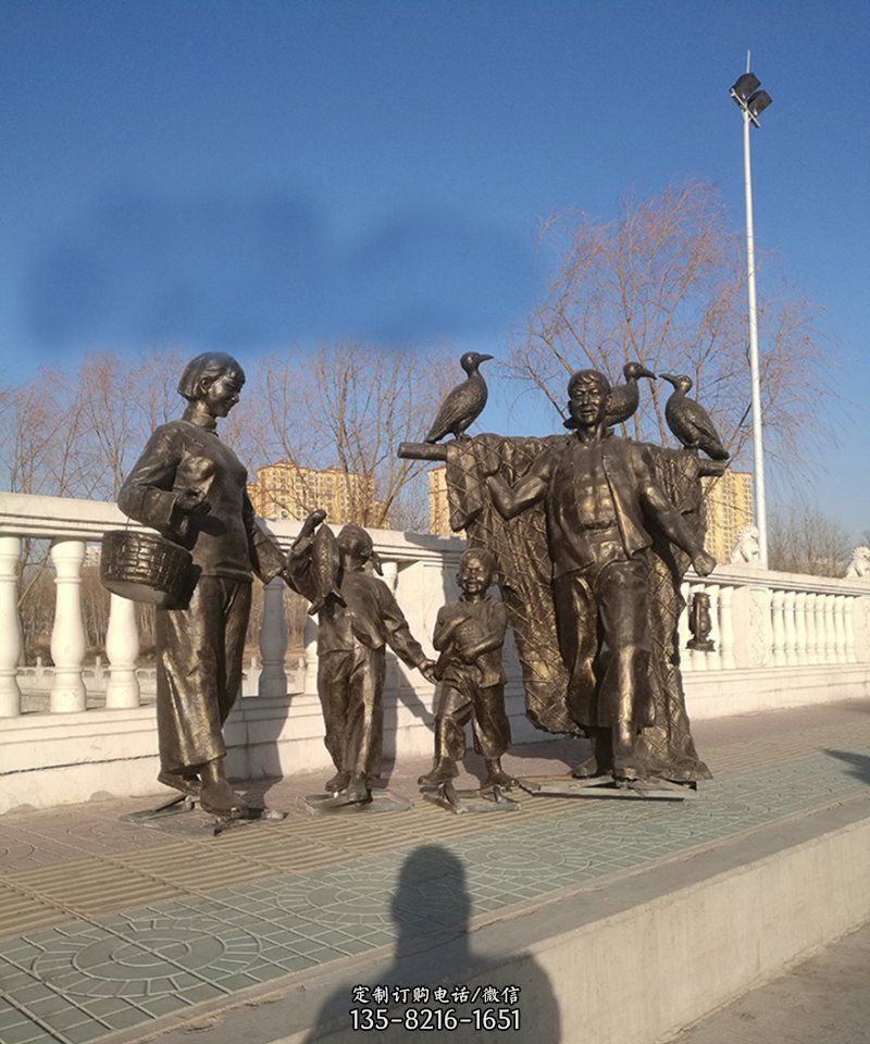 公园渔民撒网景观铜雕有什么作用？哪能订做公园渔民撒网景观铜雕？