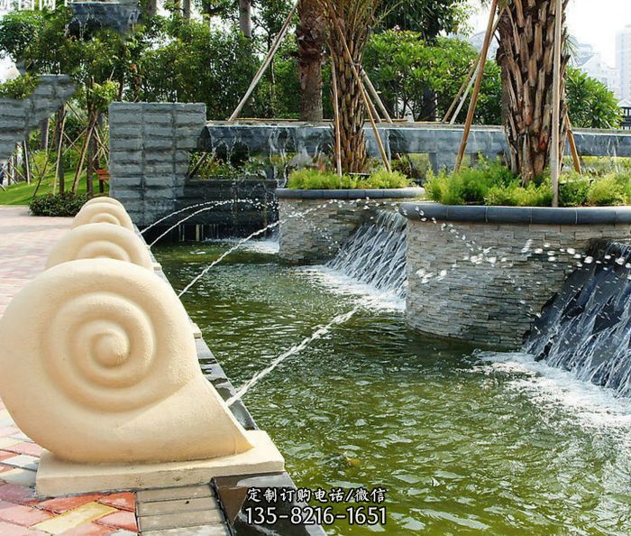 园林景观蜗牛喷泉石雕图片
