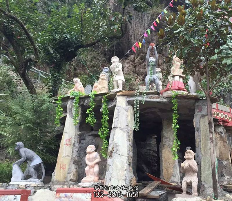 景区动物猴子石雕