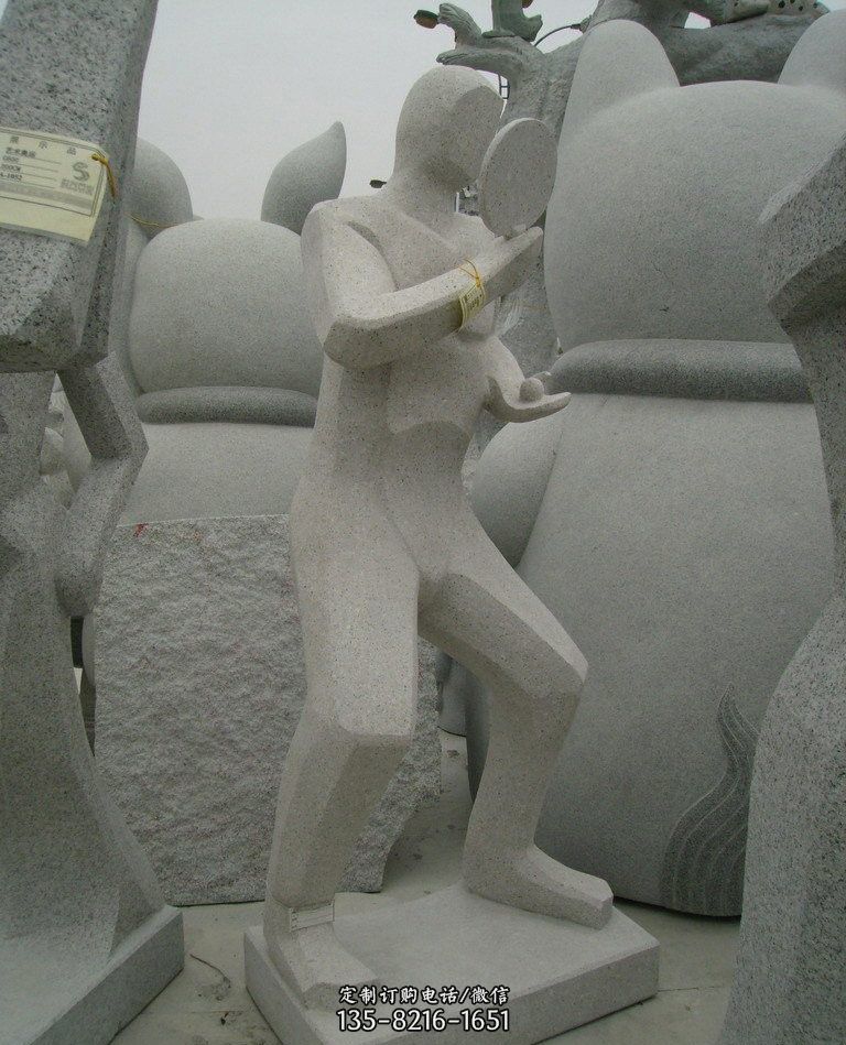 大理石抽象打乒乓球人物雕塑图片