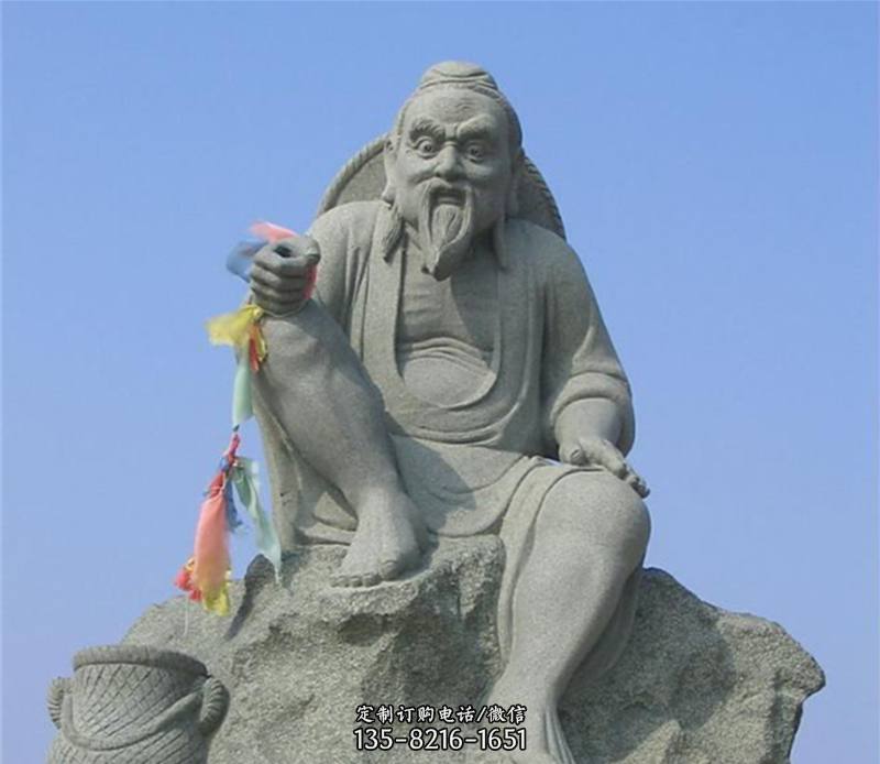 石雕姜太公钓鱼古代雕塑