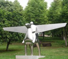 公园不锈钢飞马人物抽象雕塑