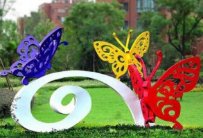 不锈钢公园彩色蝴蝶雕塑