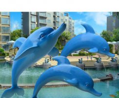 玻璃钢跳跃的海豚雕塑