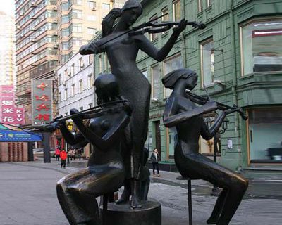 拉小提琴街头文化景观铜雕