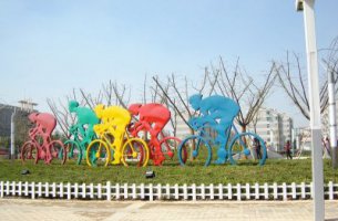 不锈钢抽象自行车人物雕塑222