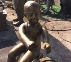 公园铜雕磨豆浆小品雕塑