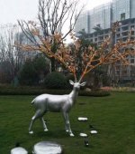 不锈钢公园抽象树枝梅花鹿雕塑