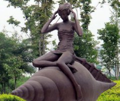 公园海螺姑娘景观铜雕