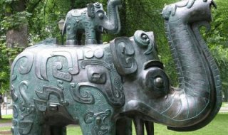 抽象大象铜雕-清明上坟大象的石雕