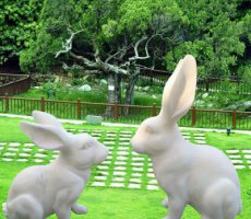 石雕公园动物兔子摆件 