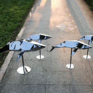 不锈钢抽象动物海豚雕塑1