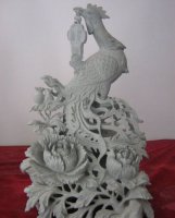 大理石凤凰牡丹雕塑