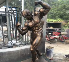 铜雕健身人物-人物雕塑希望