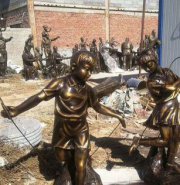 跳绳的儿童铜雕
