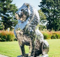 不锈钢公园动物狮子雕塑