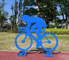竞技自行车不锈钢人物摆件雕塑