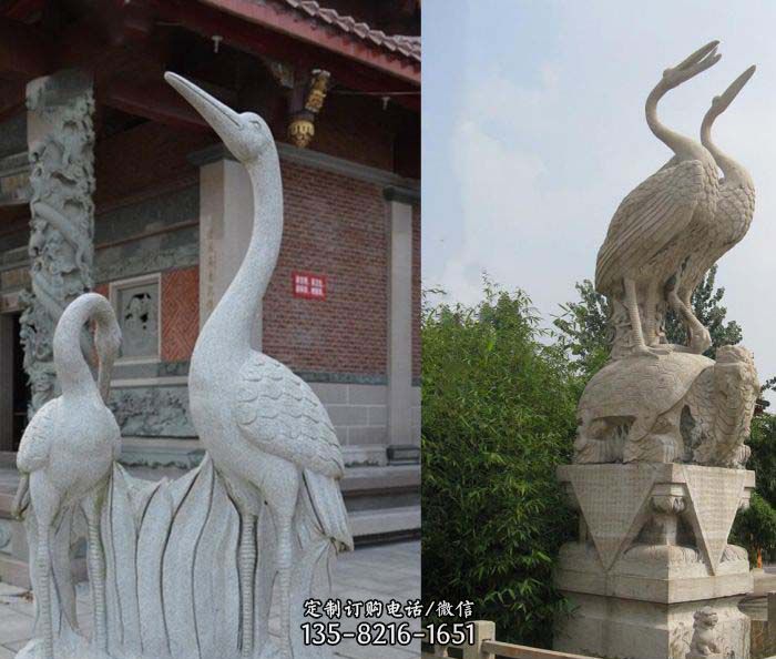 公园动物仙鹤石雕图片