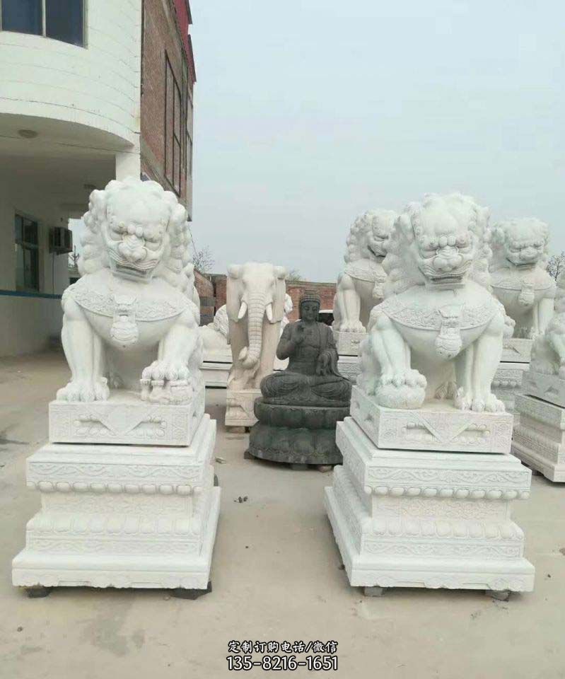 汉白玉门口狮子雕塑