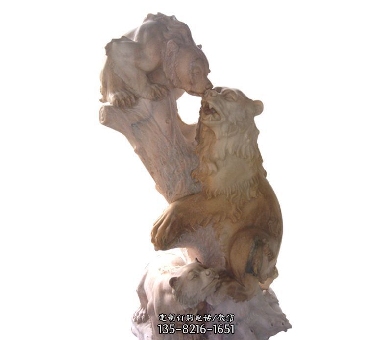 母子狗熊石雕公园动物雕塑图片