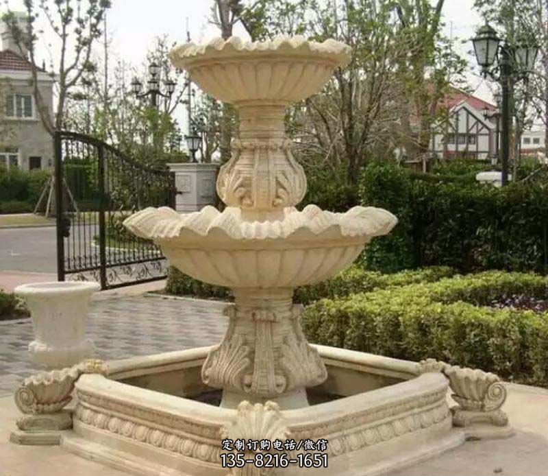 别墅庭院喷泉石雕图片