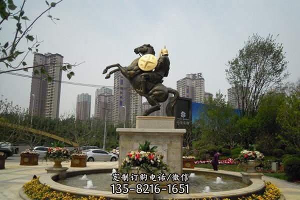 城市铸造铜马战士雕塑