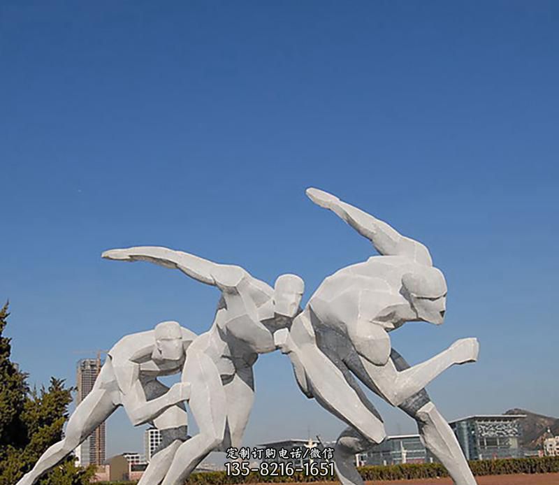 广场不锈钢滑冰人物雕塑