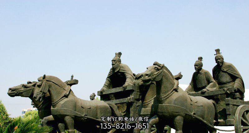 古代人物骑马车园林景观雕塑