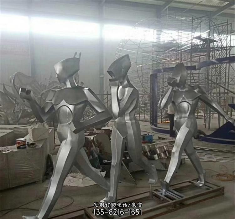 不锈钢抽象公园运动人物雕塑