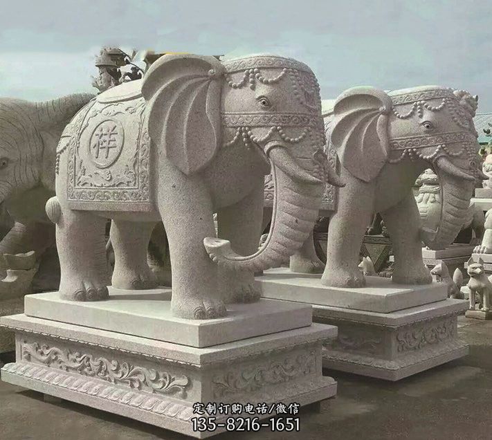 酒店企业门口大象石雕图片