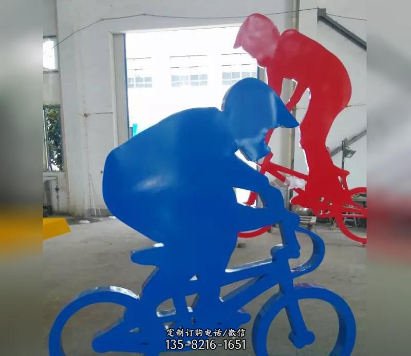 不锈钢运动骑自行车雕塑