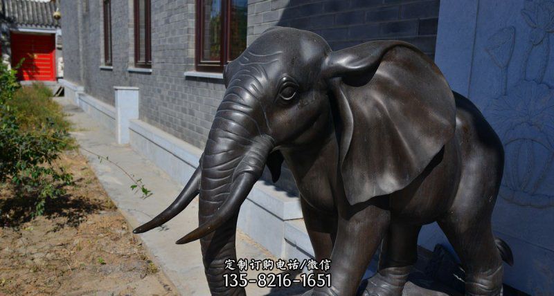 大象动物铜雕-公园园林喷水大象石雕喷泉
