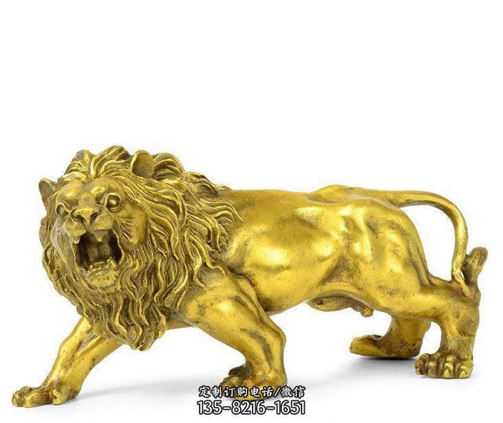 公园动物黄铜鎏金狮子铜雕塑