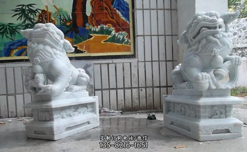 南狮汉白玉狮子石雕图片