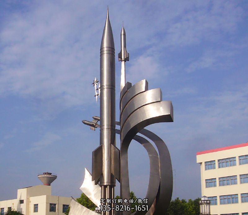 不锈钢火箭飞升广场景观雕塑