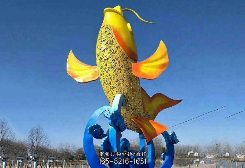 不銹鋼城市大型鯉魚雕塑