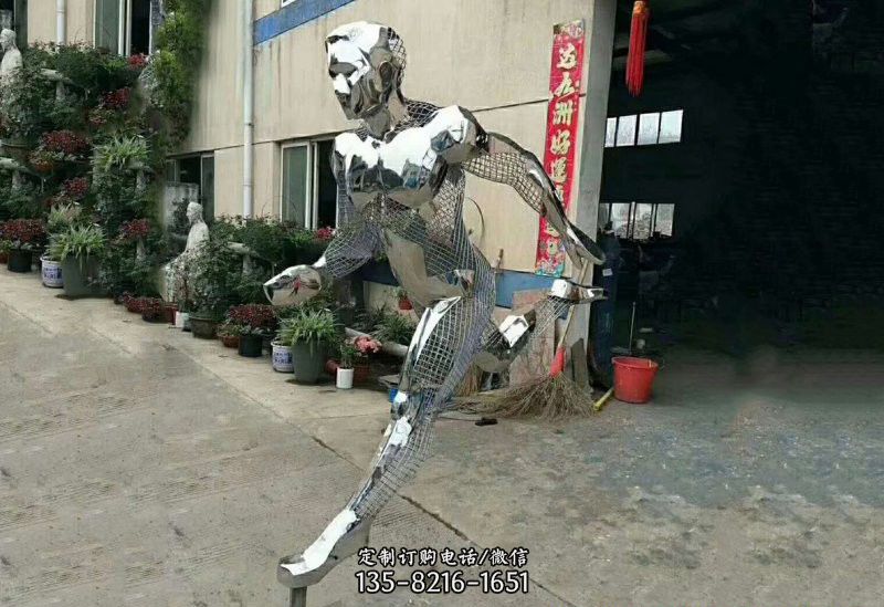 不锈钢抽象跑步人物雕塑